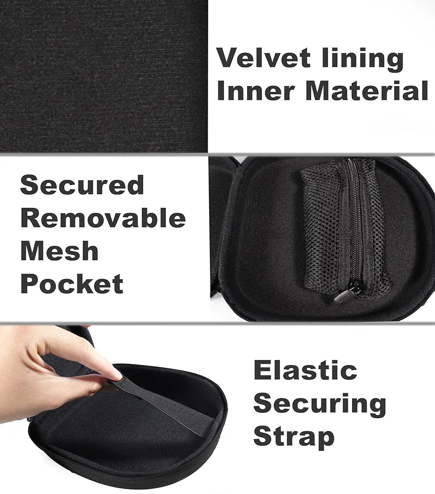 CaseSack Case for Bose QuietComfort Wireless Noise Cancelling Headphones, QuietComfort Ultra Wireless Noise Cancelling Headphones, QuietComfort 45, 35, 35 II. Replacement case only (Black)