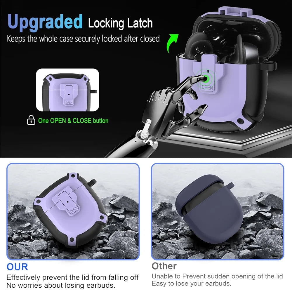 for Bose QuietComfort Earbuds II Case (2022)/ NEW QuietComfort Ultra Earbuds Case (2023),Shockproof Protective Safety Lock Case for QuietComfort Earbuds 2/QuietComfort Ultra Earbuds Accessories-Purple