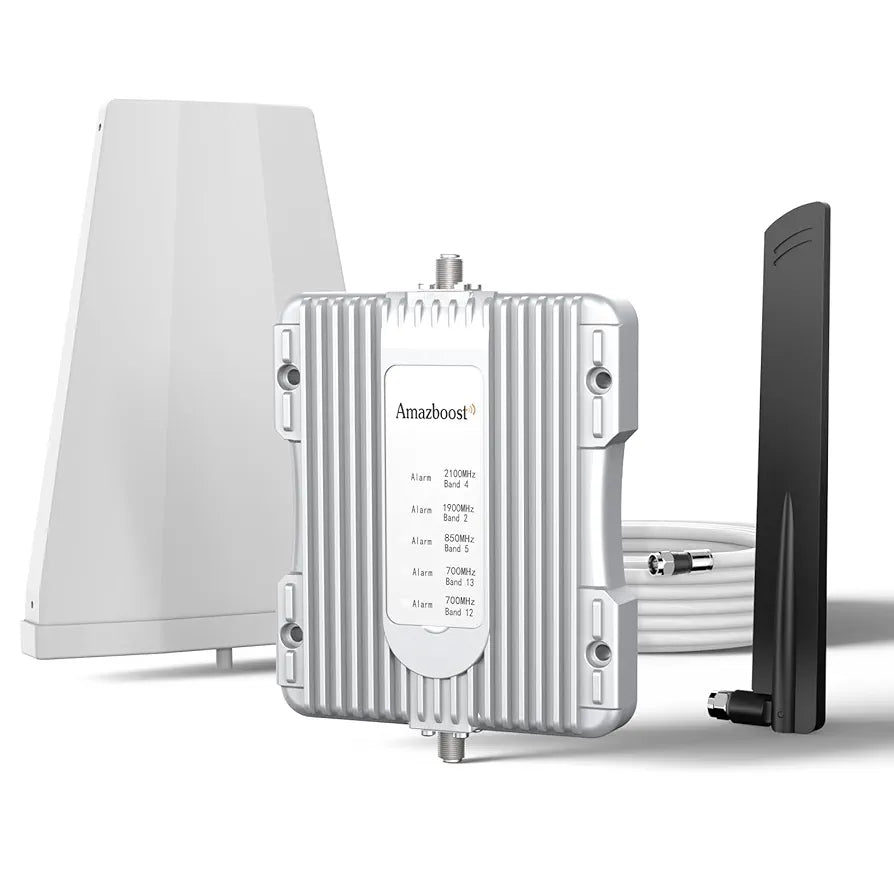 Amazboost Cell Phone Booster for Home, Cell Phone Signal Booster Kit, All U.S. Carriers -Compatible with Verizon, AT&T, T-Mobile, Sprint & More-5G 4G LTE 3G FCC Approved